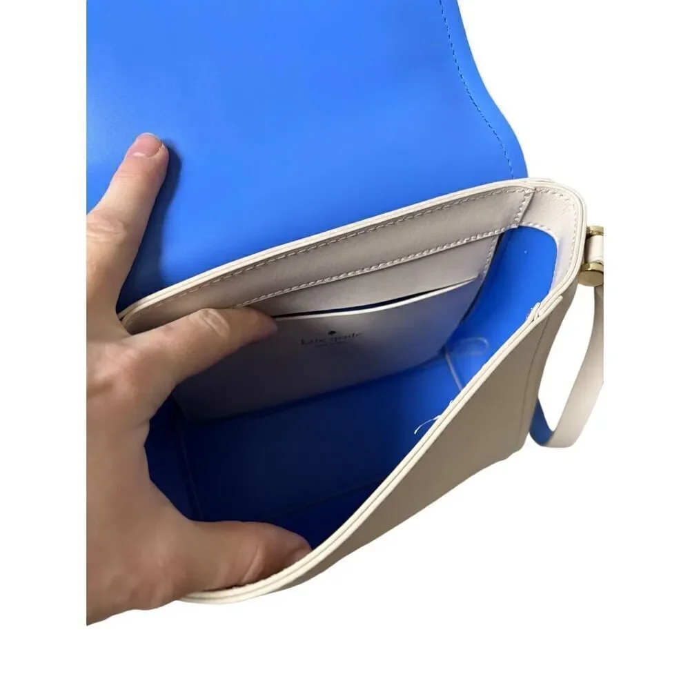 Kate Spade New York Cream Leather Flap‎ Closure Small Crossbody Bag